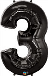 Large Black Number 3 Balloons