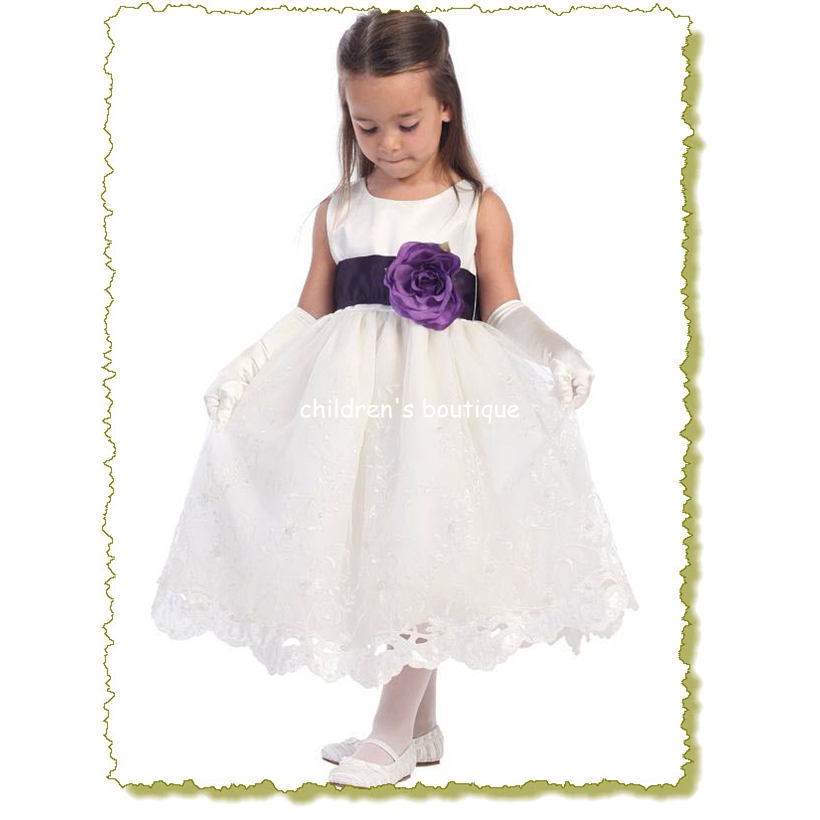 Embroidered Organza Flower Girl Dress