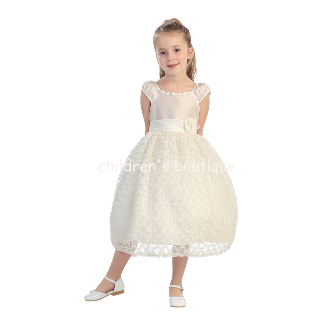 Floral Applique Flower Girl Dress