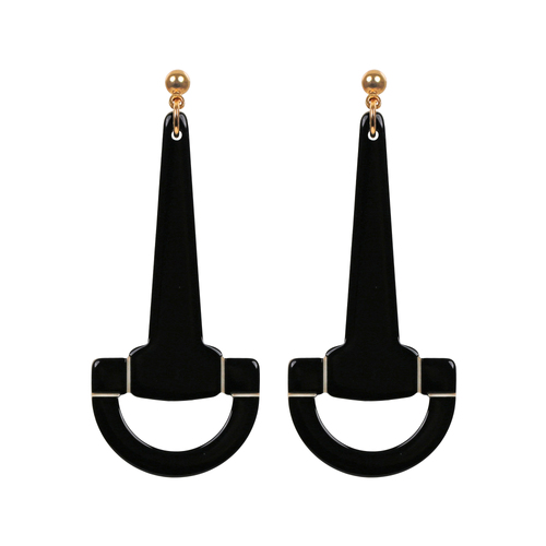 Paris Mode Horsebit Small Stud Earrings Black Ivory