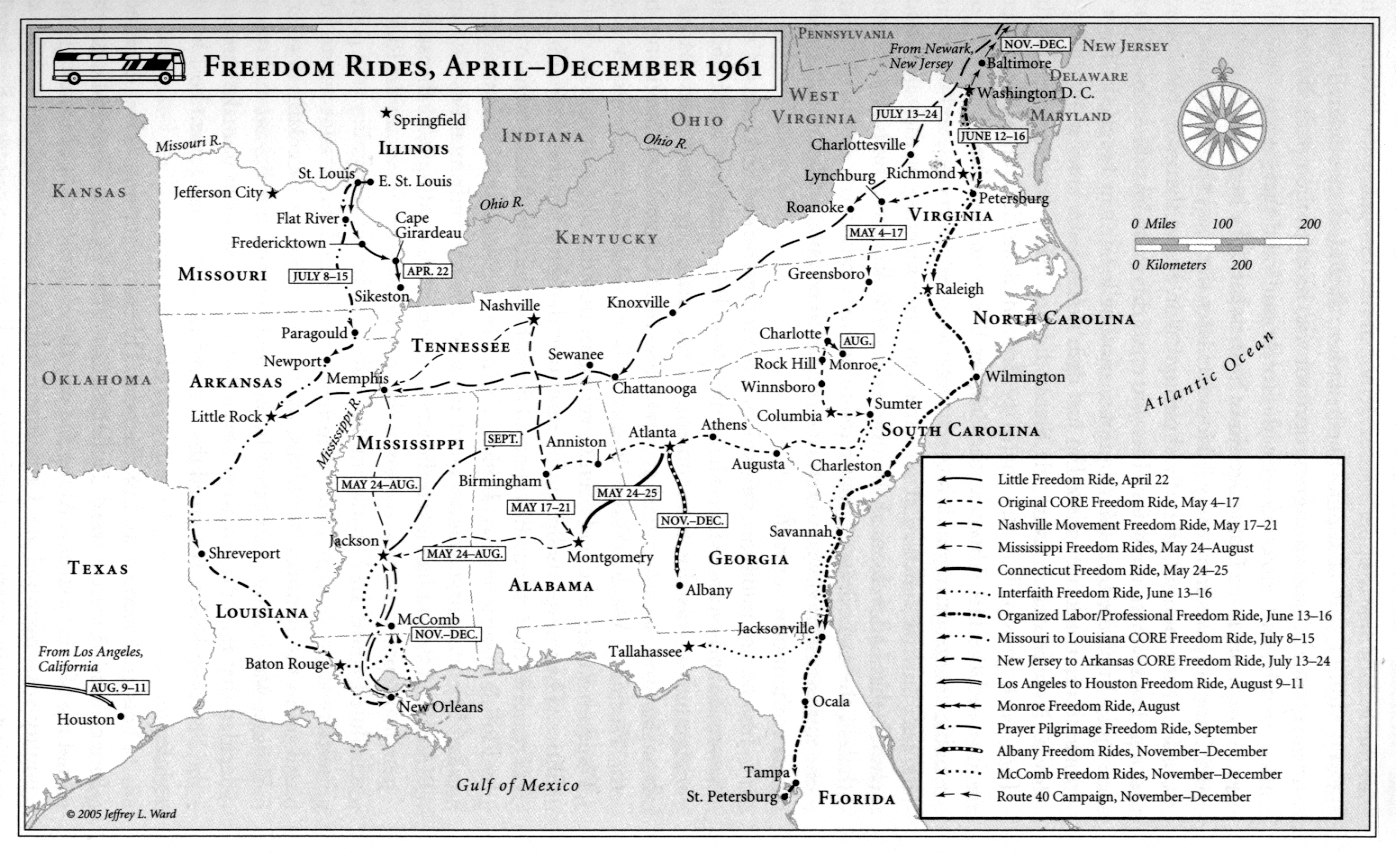 Freedom Riders Map