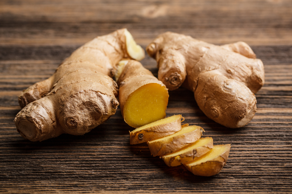 Sliced fresh ginger promotes hair growth, improves blood circulation, and leads to reduced hair breakage.