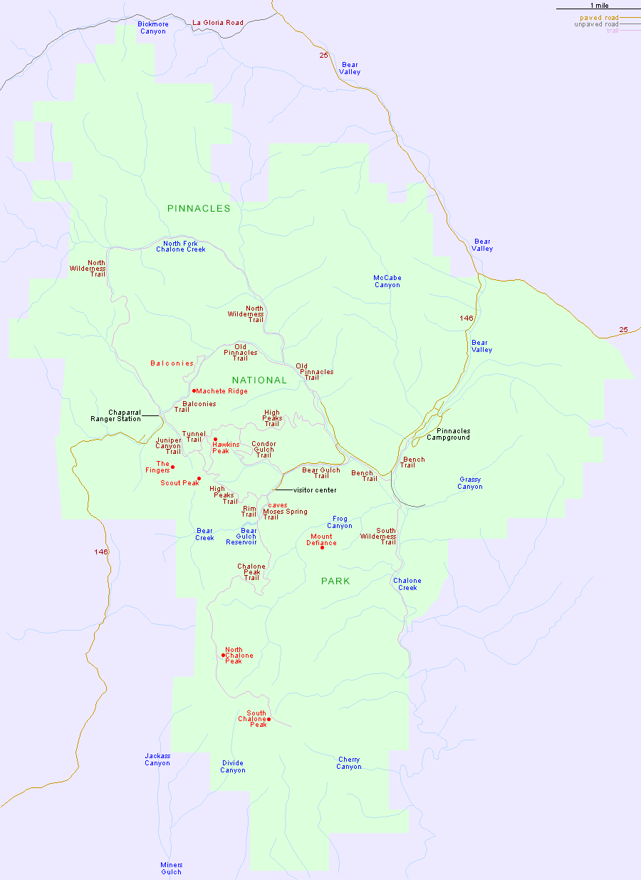 Map of Pinnacles National Park