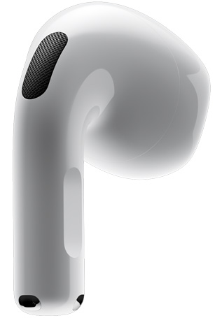 Un AirPods 4 visto da dietro, si nota lo stelo con il sensore di pressione.