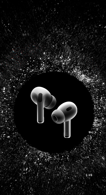 Des AirPods Pro flottant dans l’espace.