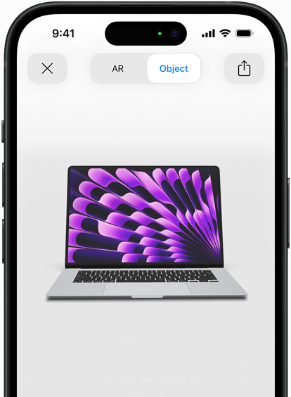 Προεπισκόπηση επαυξημένης πραγματικότητας του MacBook Air σε Διαστημικό Γκρι σε iPhone