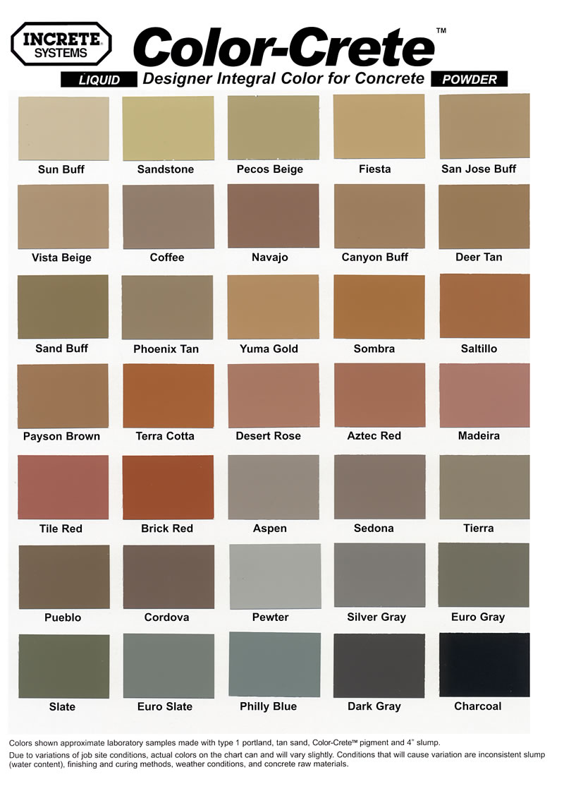 increte color chart - Laman