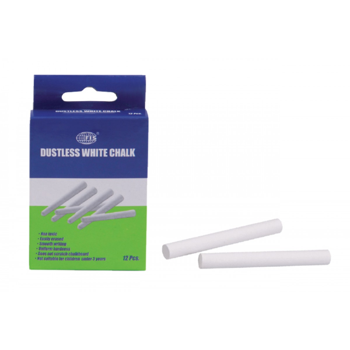 FIS Dustless Chalk White - FSCT12WH (Pkt/12pc)