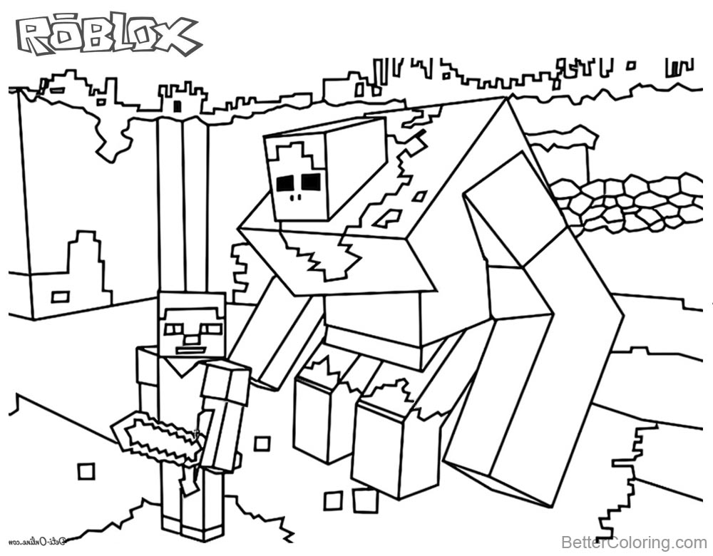 Minecraft Coloring Pages Line Sketch Of Roblox Free Printable | Porn ...