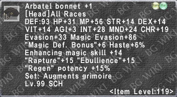 Arbatel Bonnet +1 description.png