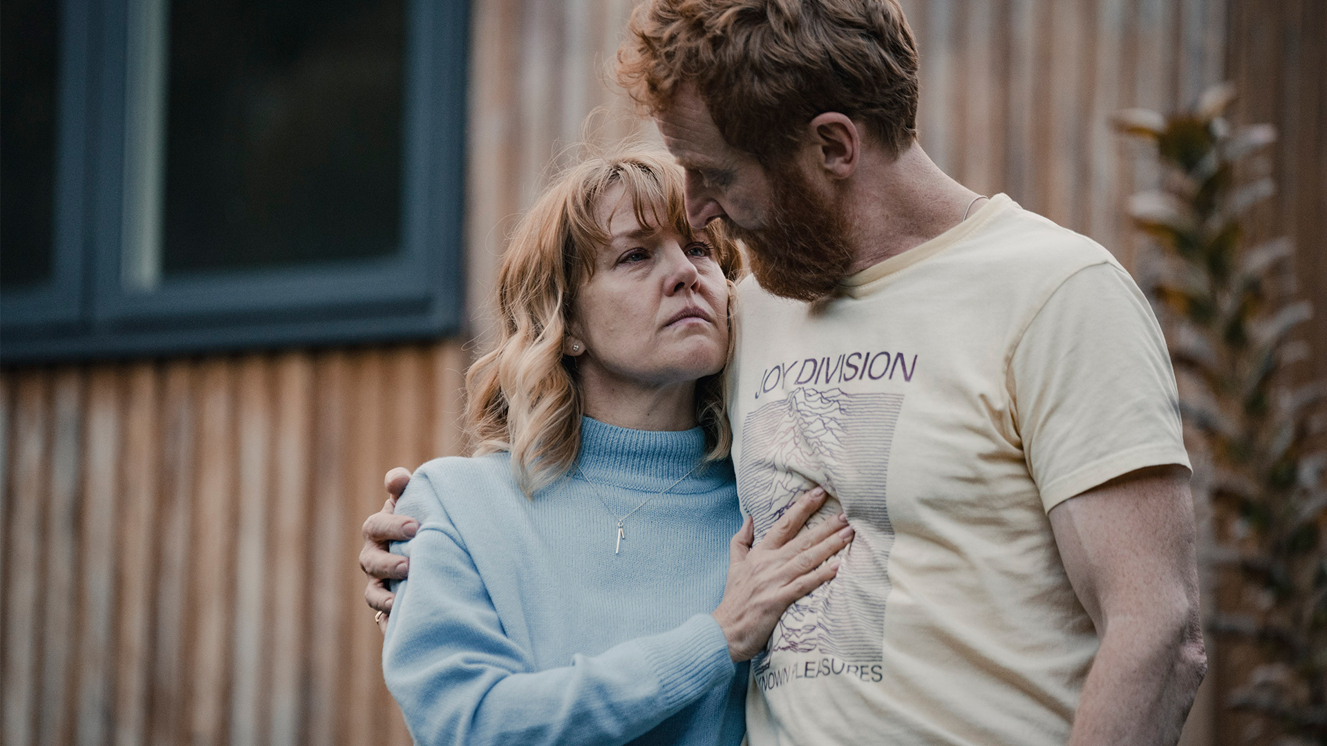 Ashley Jensen and Tony Curran in Mayflies. Image: BBC