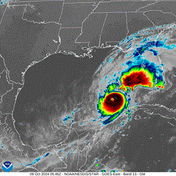 Hurricane satellite image of Hurricane Milton as of September 11, 2024.