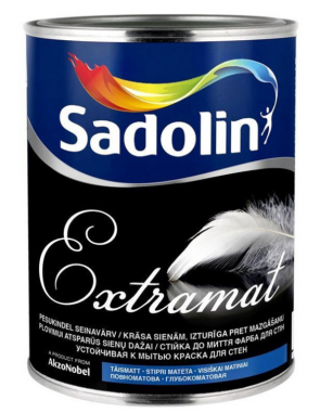 Sadolin Extramat Pilnīgi matēta krāsa sienām un griestiem ar augstu izturību pret mazgāšanu BW 1L