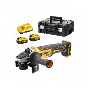 DeWalt Akumulatora Leņķa slīpmašīna XR 18V, 125mm (+2x5.0Ah, lādētājs, koferis) DCG405P2-QW