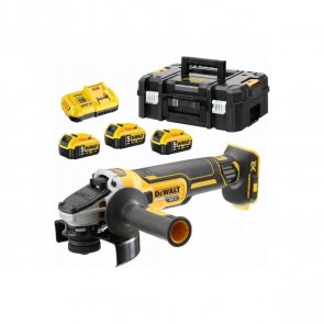 DeWalt Akumulatora Leņķa slīpmašīna XR 18V, 125mm (+3x5.0Ah, lādētājs, koferis) DCG405P3-QW