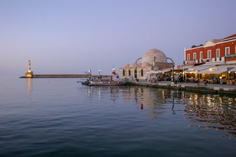 When the night starts falling over Chania Town.