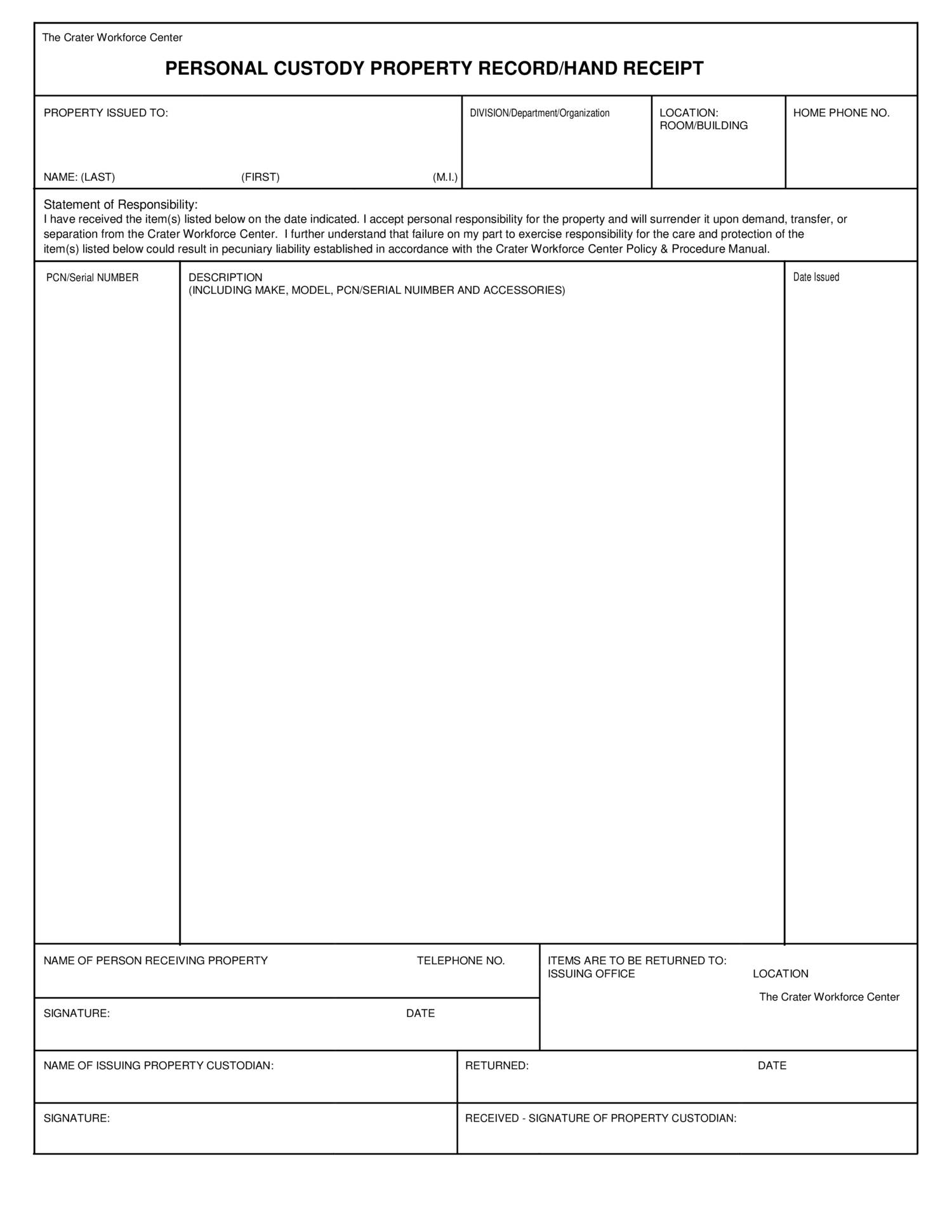 2022 Hand Receipt Form Fillable Printable Pdf Amp Forms Handypdf ...