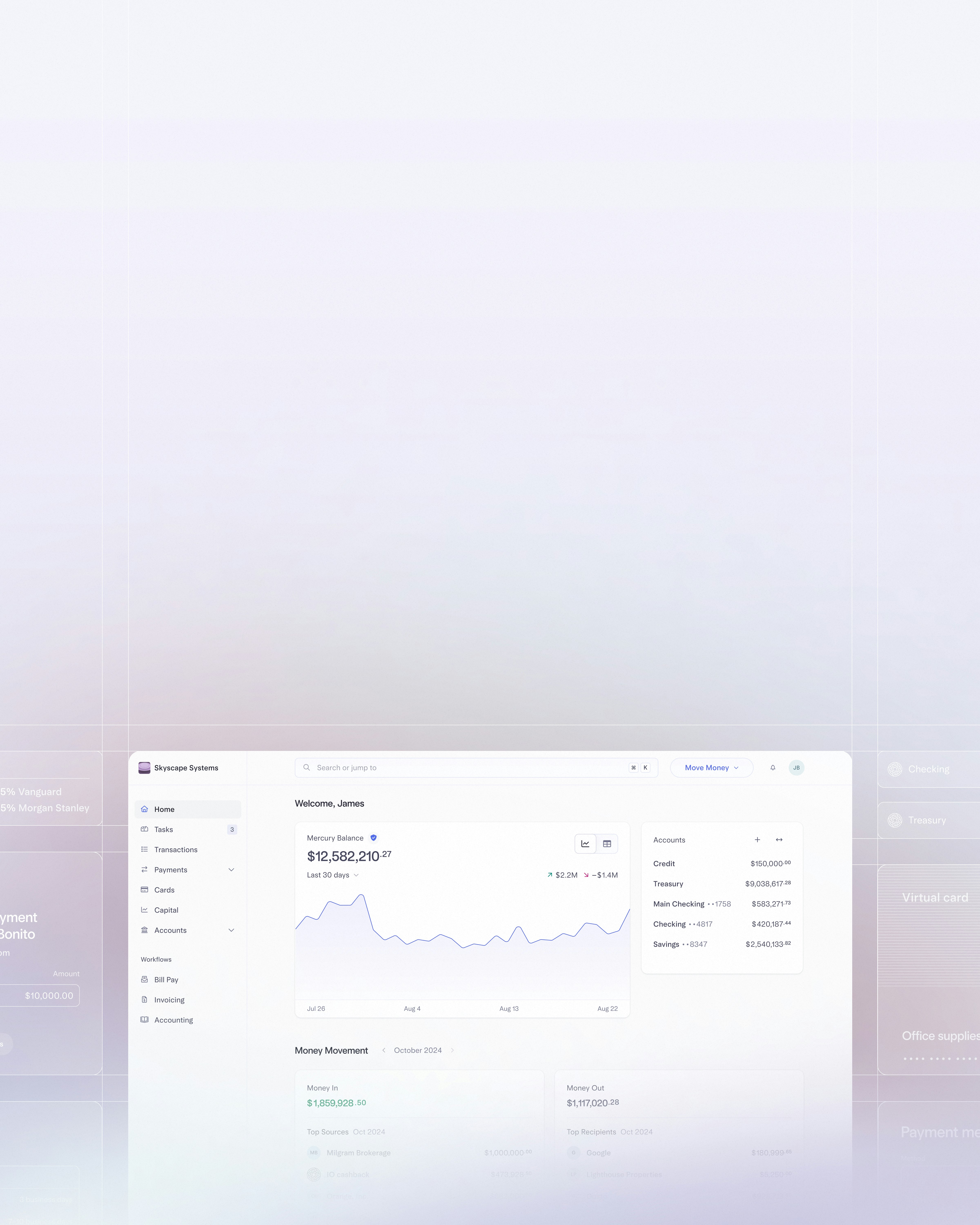 Financial dashboard interface