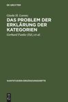 book: Das Problem der Erklärung der Kategorien