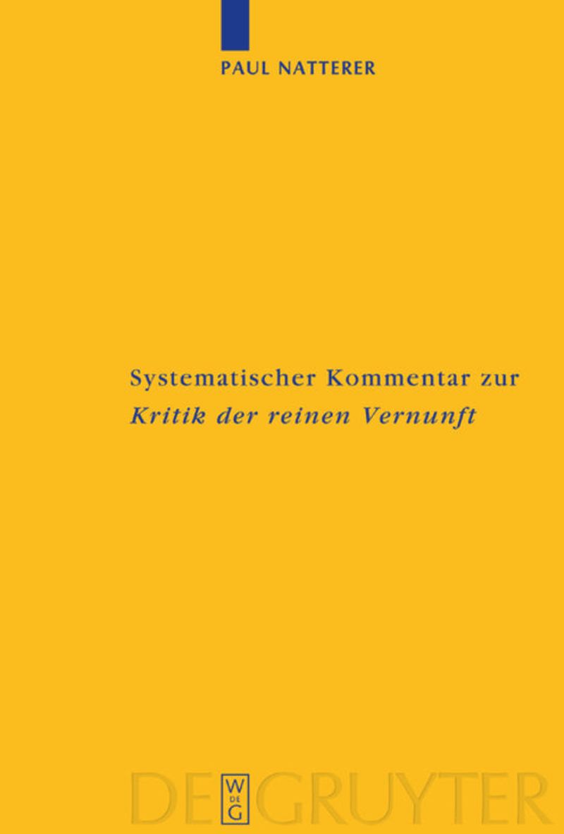 book: Systematischer Kommentar zur Kritik der reinen Vernunft