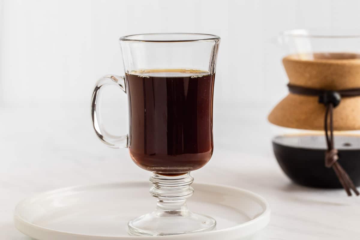 Coffee in clear mug.