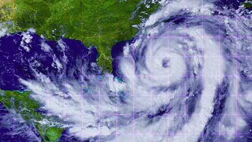 Satellite view of hurricane.