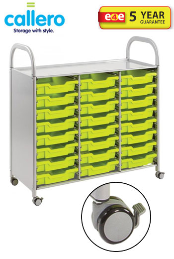 Callero Treble Width Storage Trolley With 24 Shallow Trays