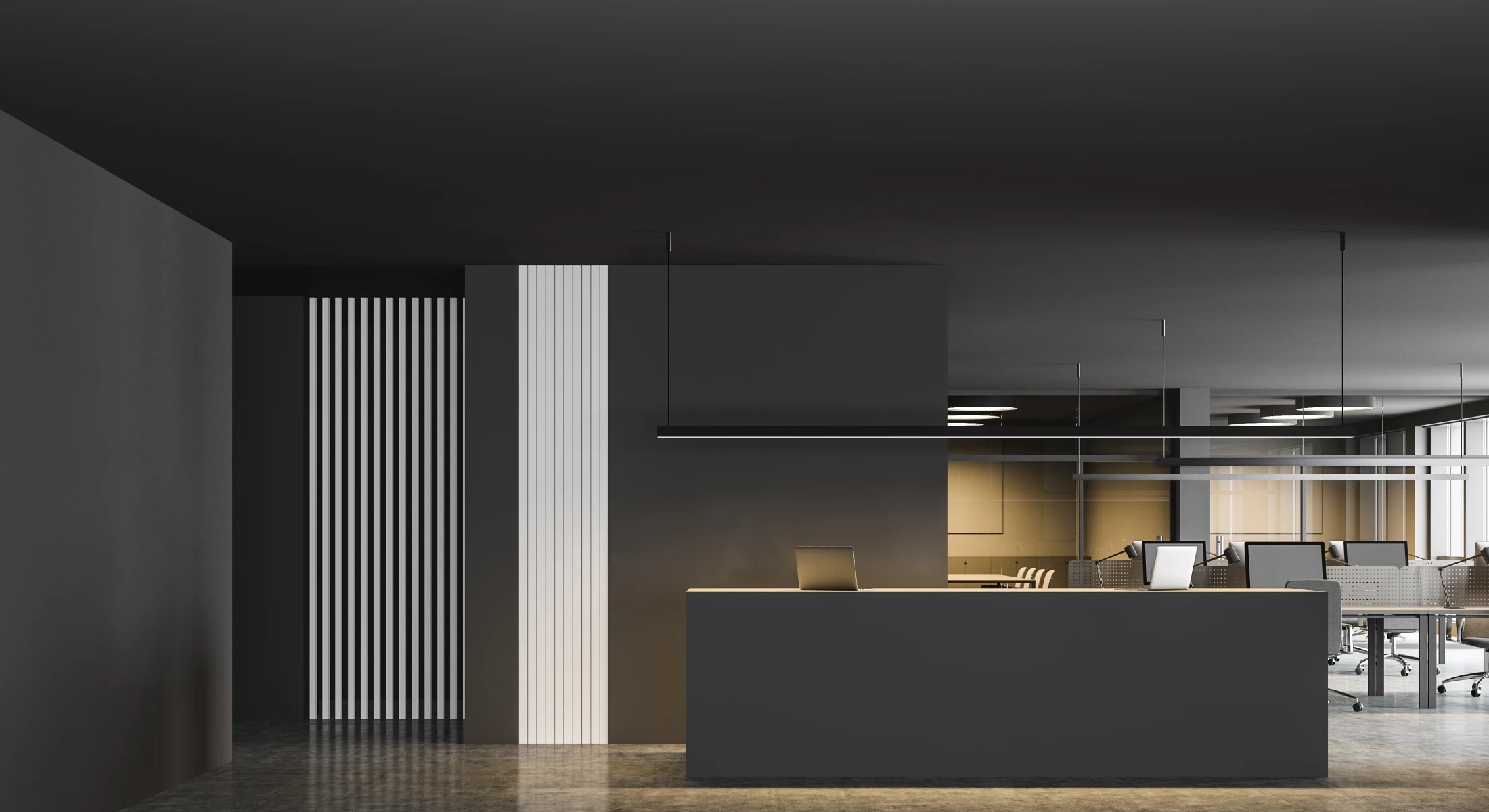 Espace de travail contemporain aux lignes sobres, illustration de l’agence web Edikka à Paris