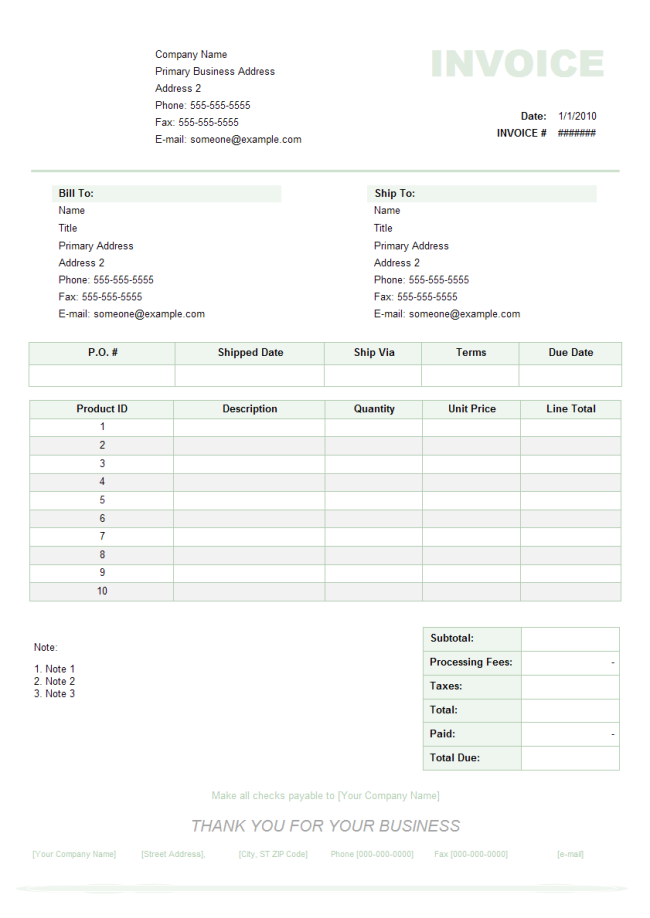 Product Invoice