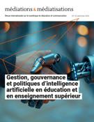 Cover for issue 'Gestion, gouvernance et politiques d’intelligence artificielle en éducation et en enseignement supérieur' of the journal 'Médiations & médiatisations'