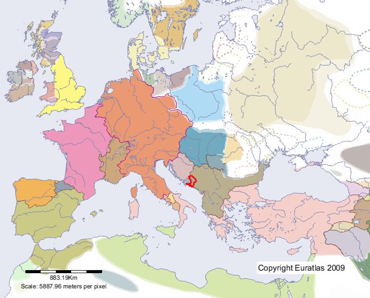 Map of Zachlumia in year 1000