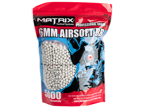 Matrix Match Grade 6mm Airsoft BBs (Color: .23g / 5000 Rounds / White)