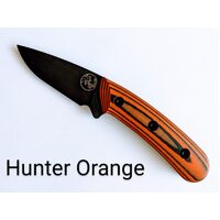 Tassie Tiger Knives Australian Made Fixed Blade Drop Point Knife | Full Tang D2 Tool Steel Blade Orange/ Black G10 Handle