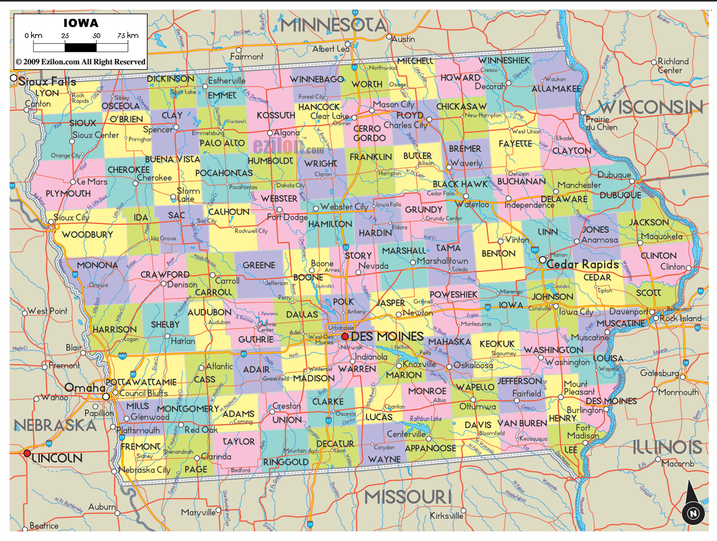 Iowa County Map Printable