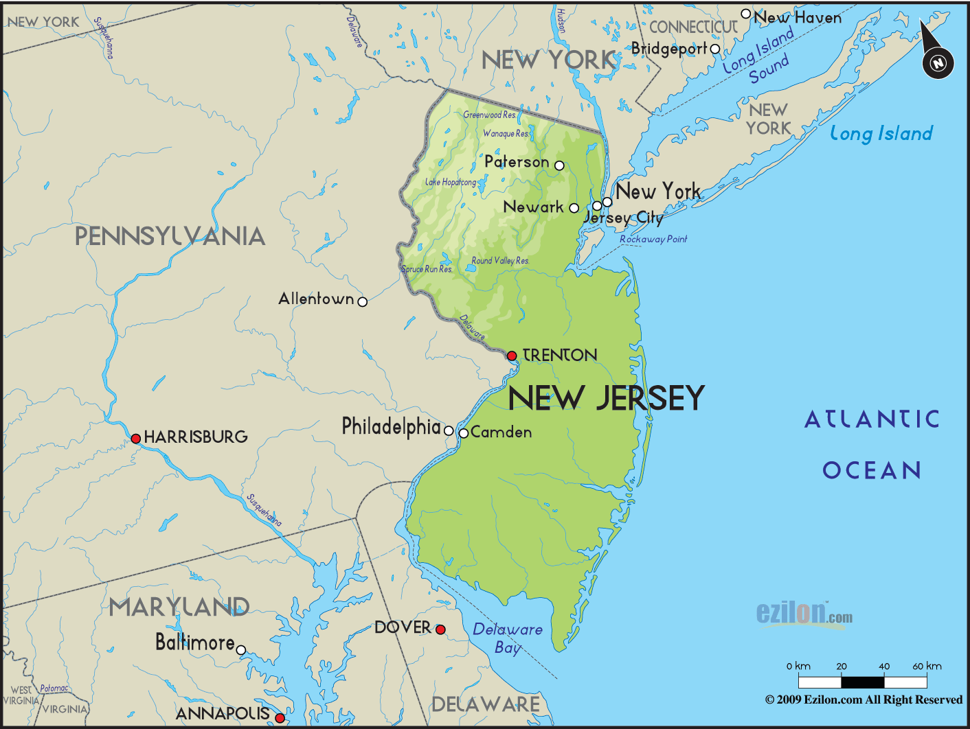 Physical Map Of New York