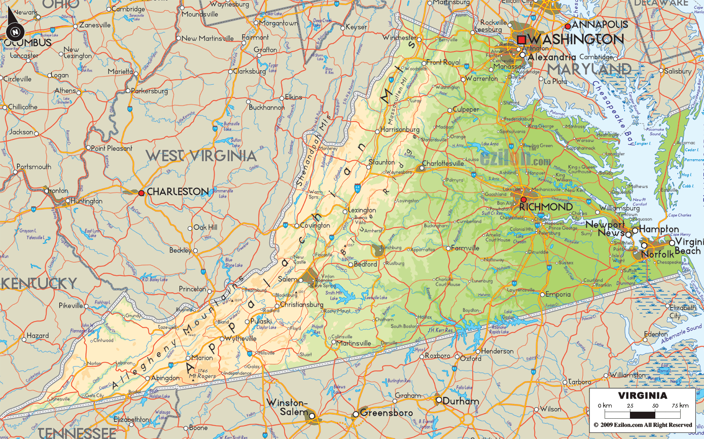 Potomac River Physical Map