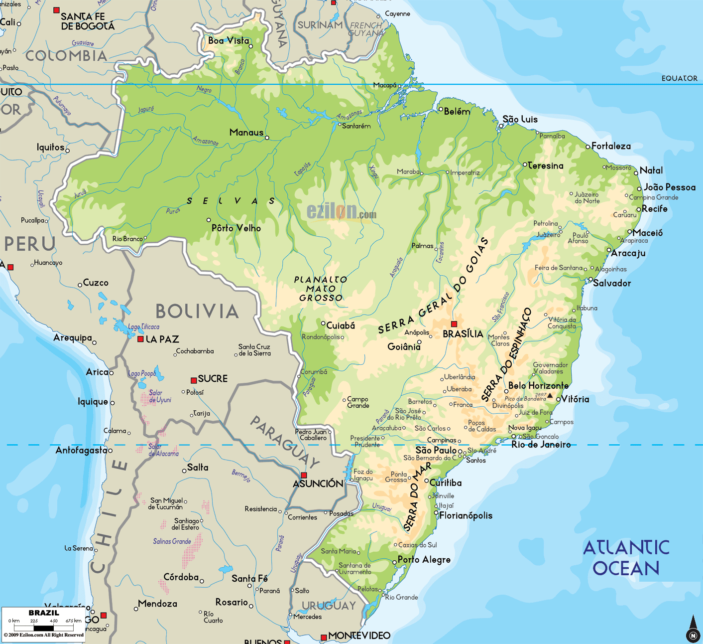 Brazil Map Physical