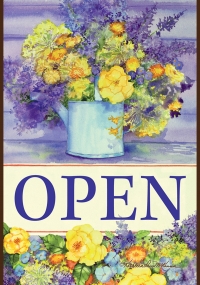 Open Flowers Vertical Double-Sided Message Flag