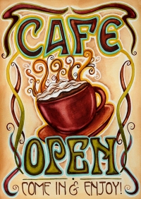 Cafe Open Vertical Double-Sided Message Flag