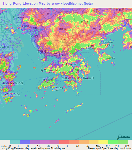 Hong Kong Elevation Map