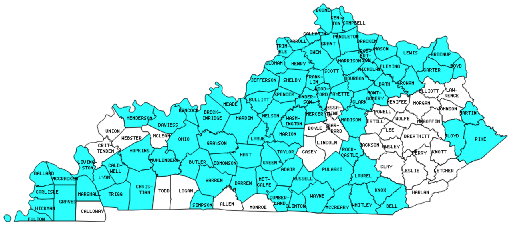 Printable Map Of Kentucky Counties - Printable World Holiday