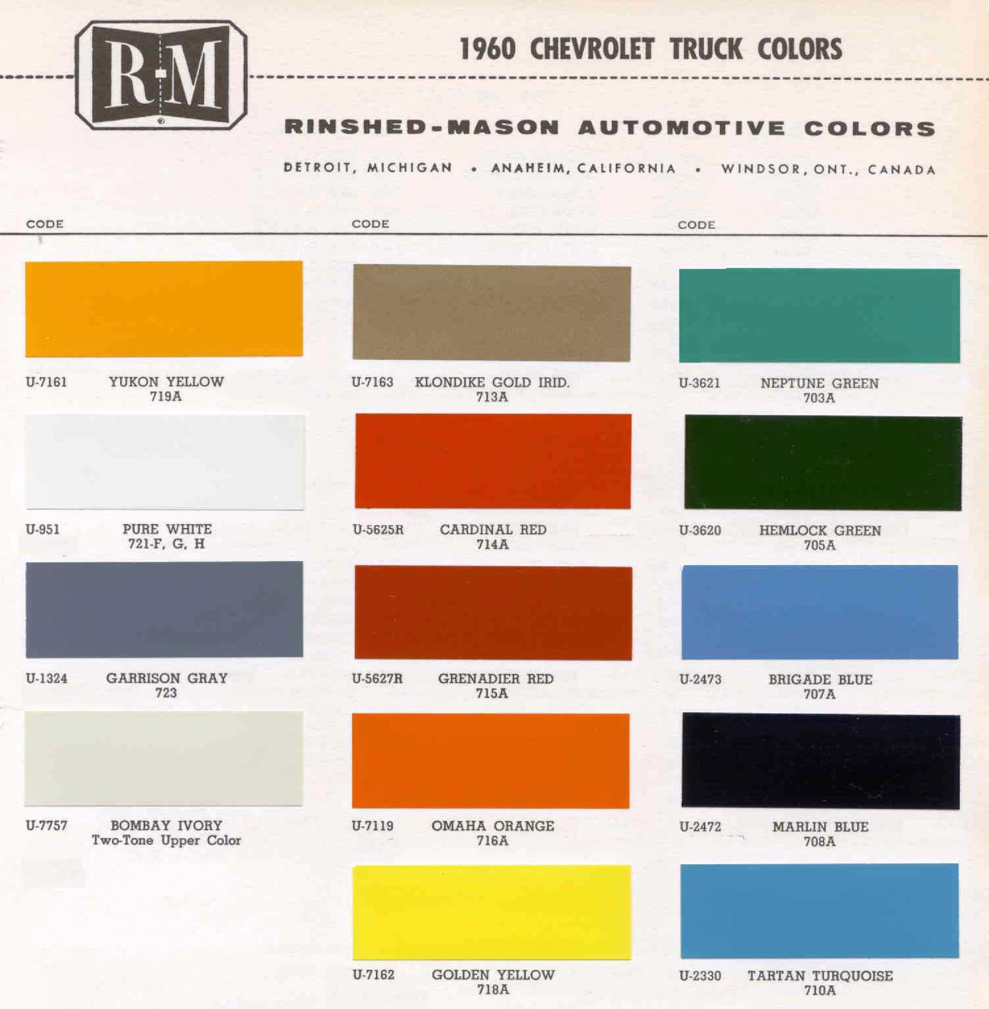 Paint Color Chart Paint Colors Chevrolet Trucks Road Trip Book ...