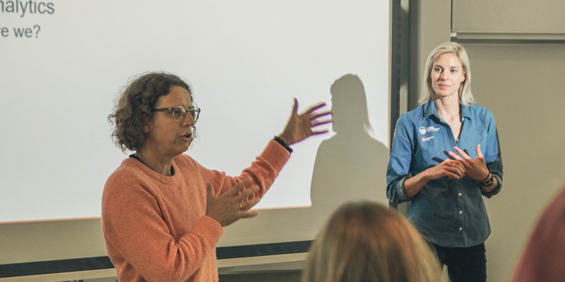 two women presenting