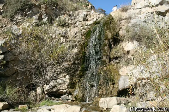 This short seasonal waterfall graces a coastal canyon on the west end of the Santa Monica Mountains.