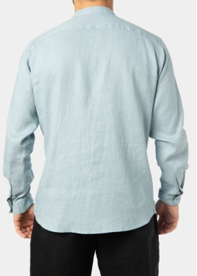 100% Linen Blue-Grey Mao Shirt 