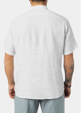 100% Linen White Classic Shirt w/ Short Sleeves