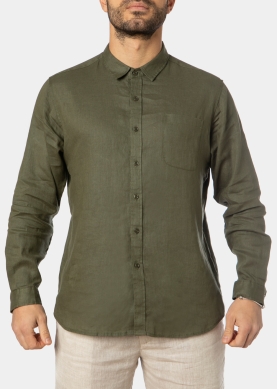 100% Linen Khaki Classic Shirt 