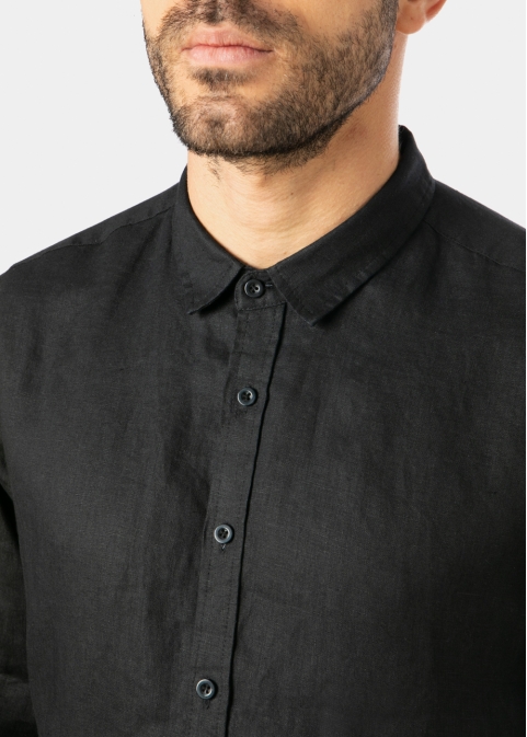 100% Linen Black Shirt 