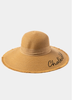 Brown "Chalkidiki" Straw Hat w/ Brown Ribbon