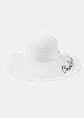 White "Chalkidiki" Straw Hat w/ White Ribbon